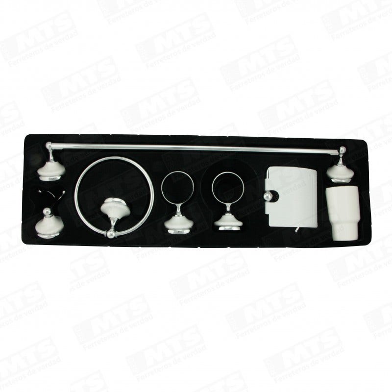 Kit Accesorios De Baño 6pzas Cerámico Crom. Acquamix