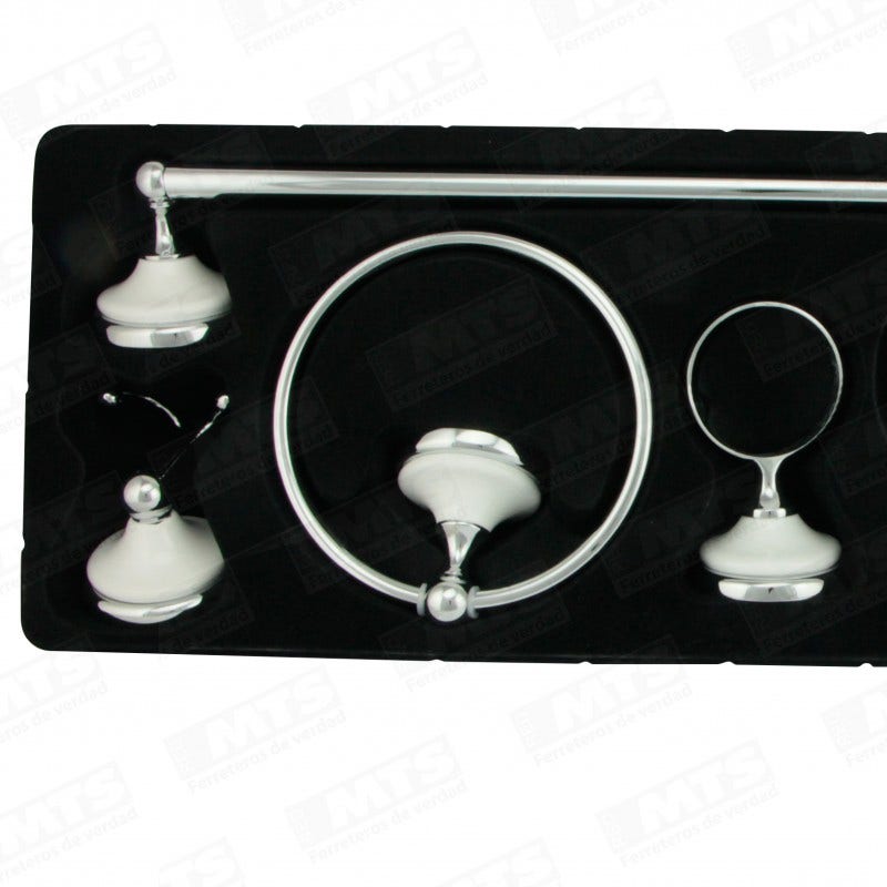 Kit Accesorios De Baño 6pzas Cerámico Crom. Acquamix