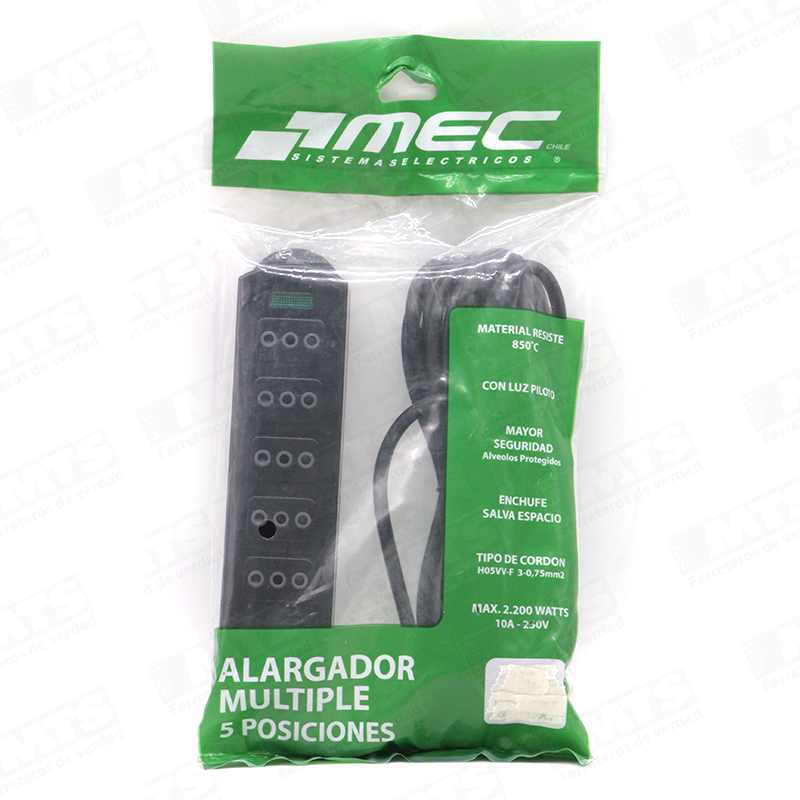 Alargador Múltiple 10A Blanco 3mt Mec
