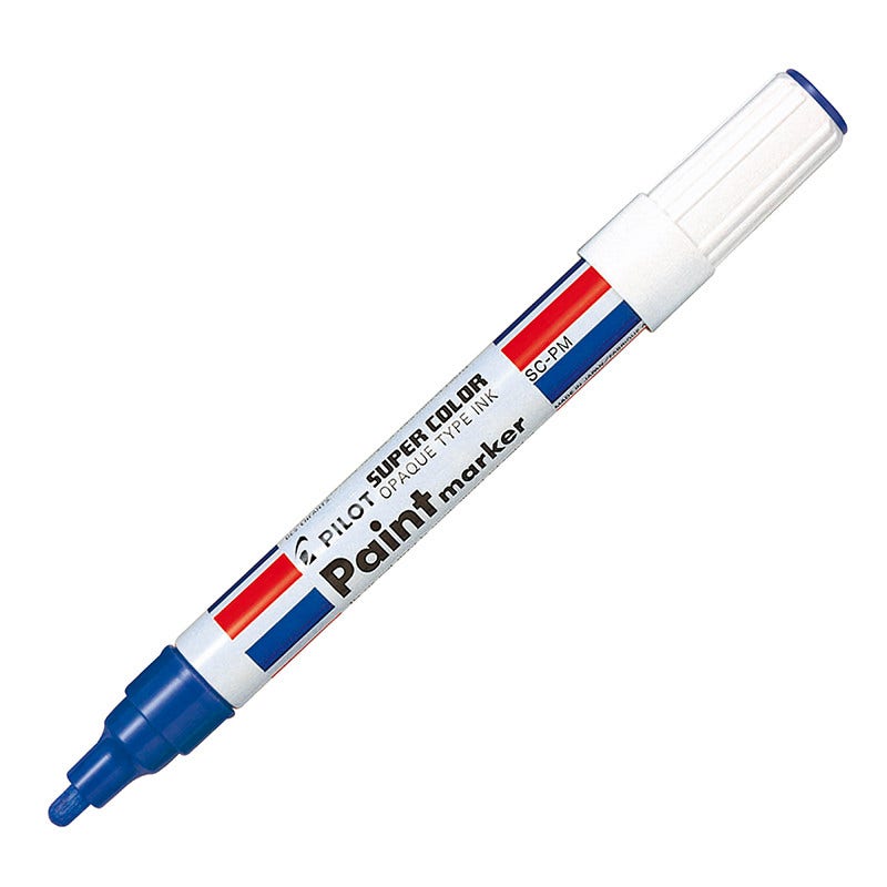 Plumón Marca Metal Azul Pilot