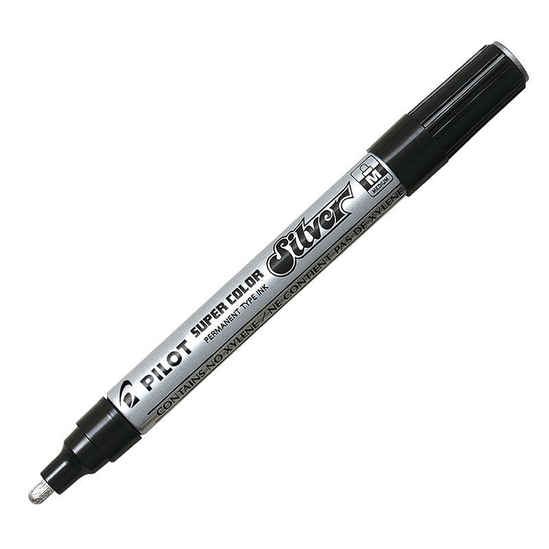 Plumón Marca Metal Plateado Pilot