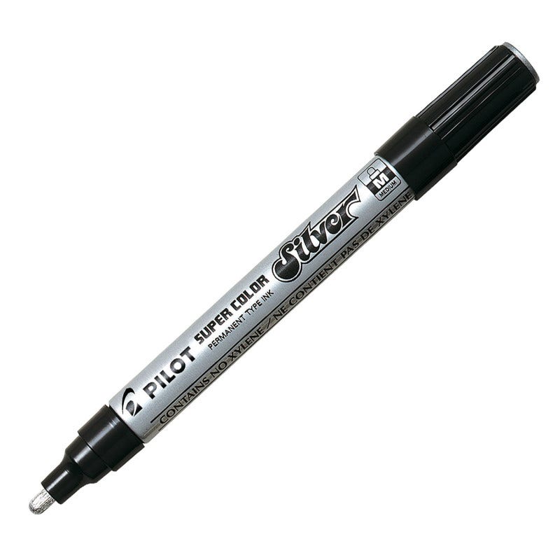 Plumón Marca Metal Plateado Pilot