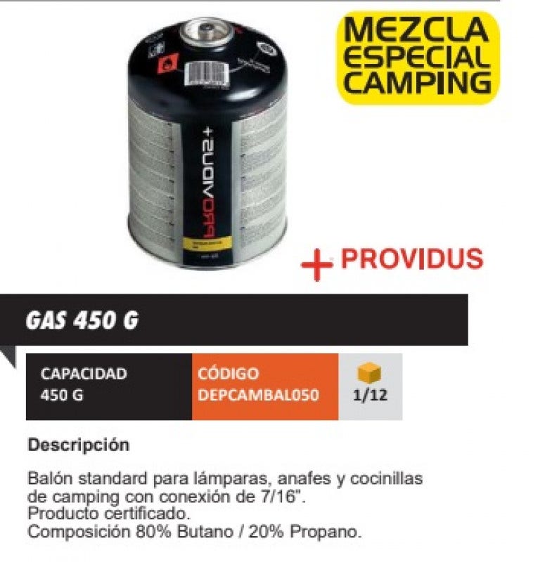 Cartucho Gas Butano 450gr con Válvula Fg Outdoors