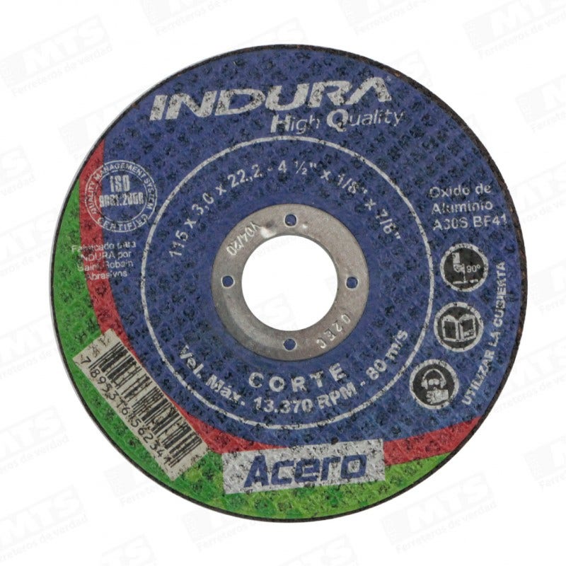 Disco Corte Metal 4½" Indura