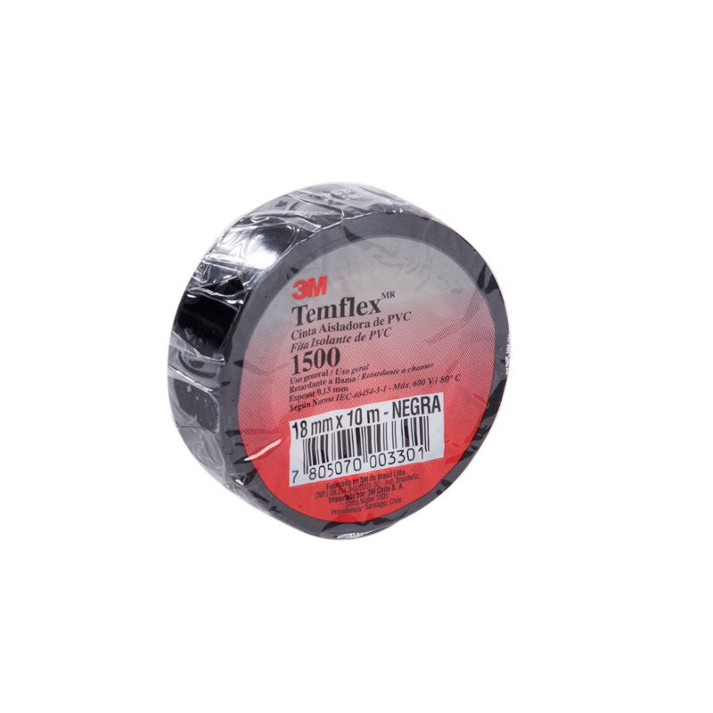 HUINCHA AISLADORA PVC NEGRA 18MMX10MT 3M