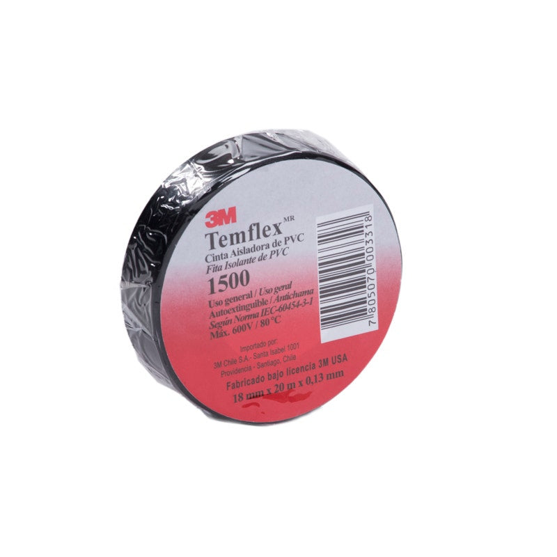 HUINCHA AISLADORA PVC NEGRA 18MMX20MT 3M