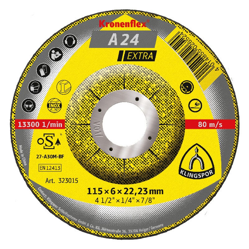 DISCO DESBASTE ACE INOX 4 1/2" A24 EXTRA KLIGSPOR