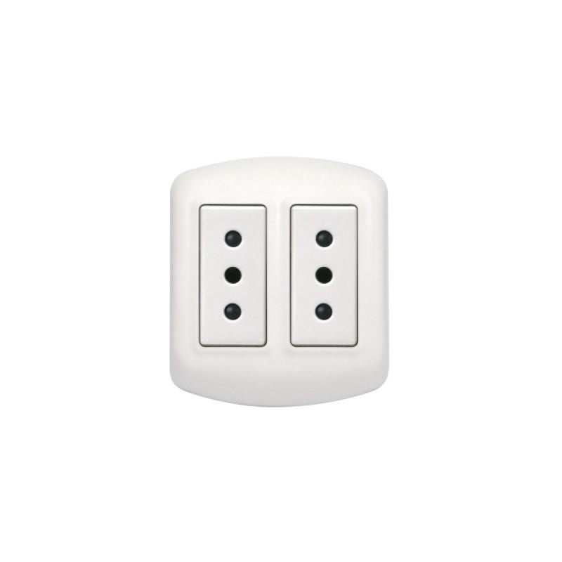 Enchufe Sobrepuesto Doble 10A Blanco Bticino