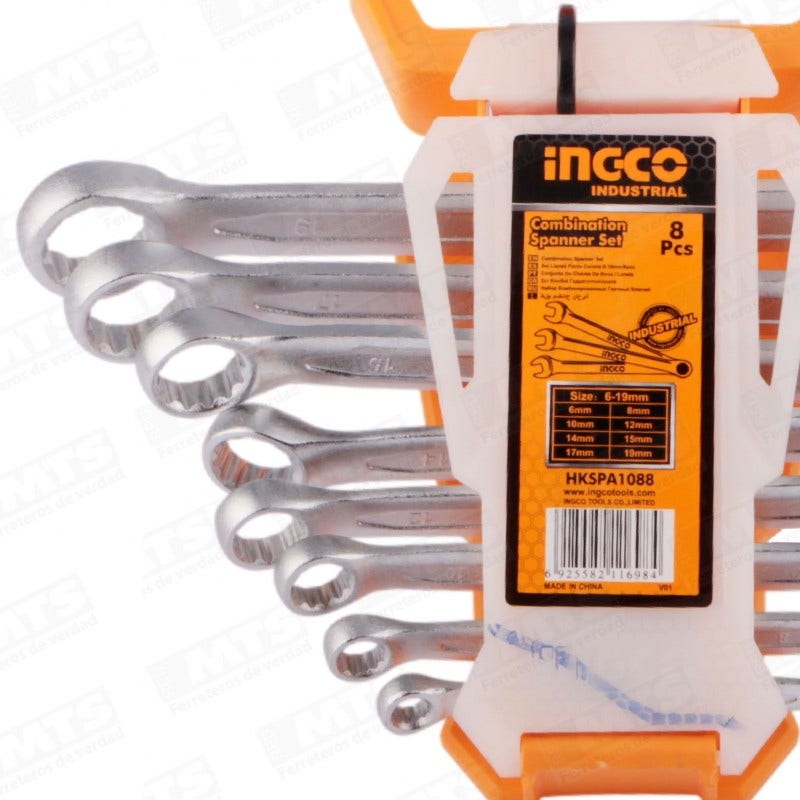 JGO 8 LLAVES PUNTA CORONA 6-19MM (HKSPA1088) INGCO