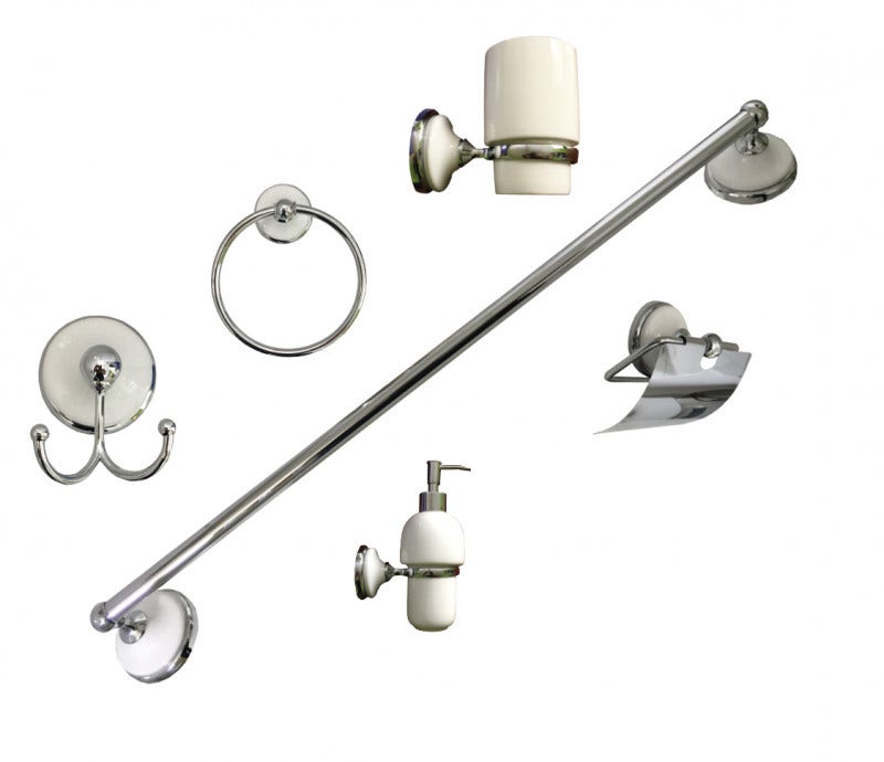 Kit Accesorios De Baño 6pzas Cerámico Crom. Acquamix