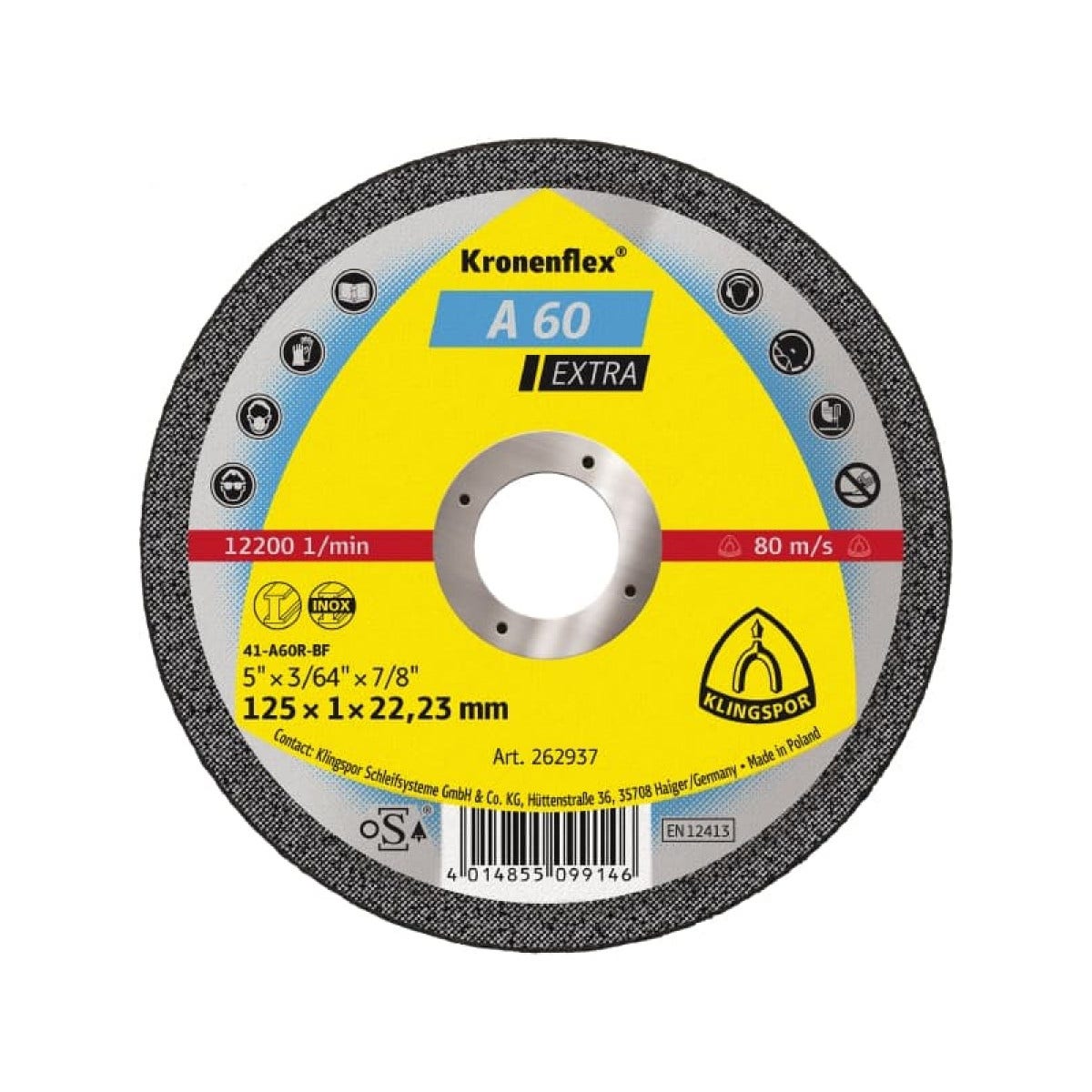 Disco Corte Acero Inoxidable 4½" A60 Extra Klingspor