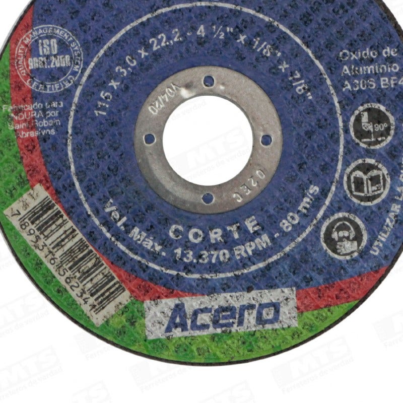 Disco Corte Metal 4½" Indura