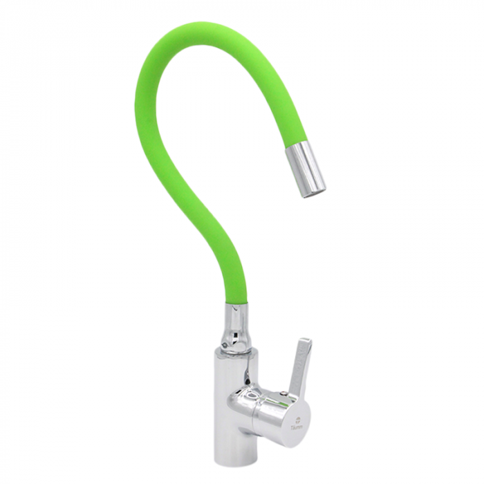 Monomando Lavaplato Cuello Flexible Verde Taumm