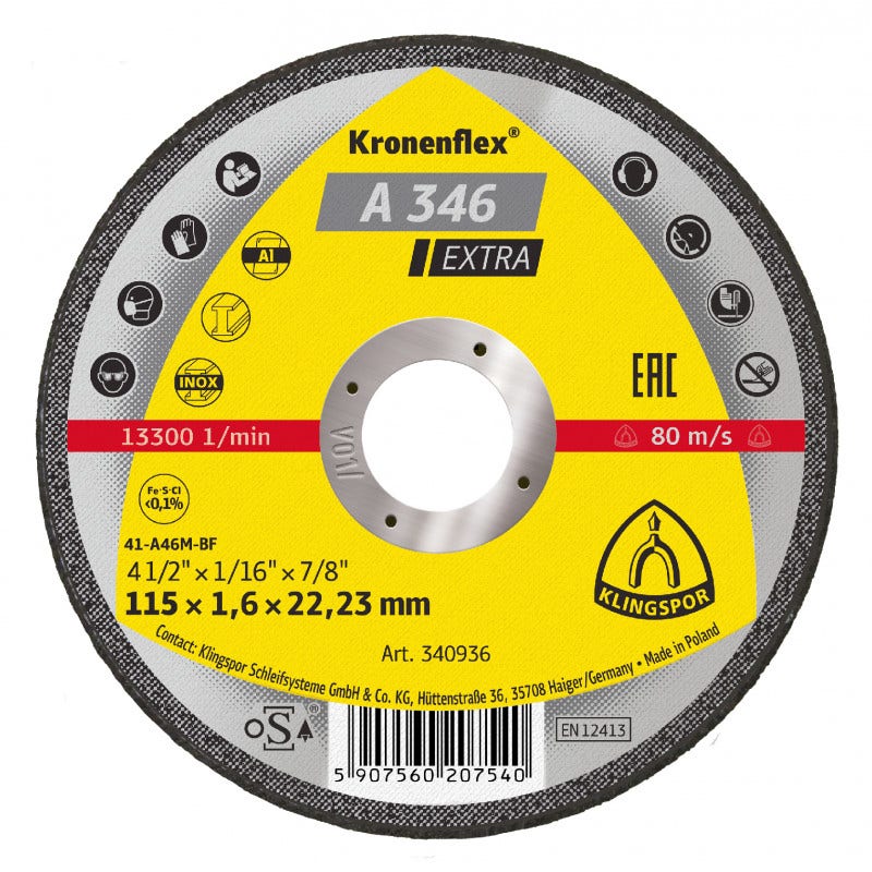 Disco Corte 4 ½" x 1.6mm A346 Klingspor
