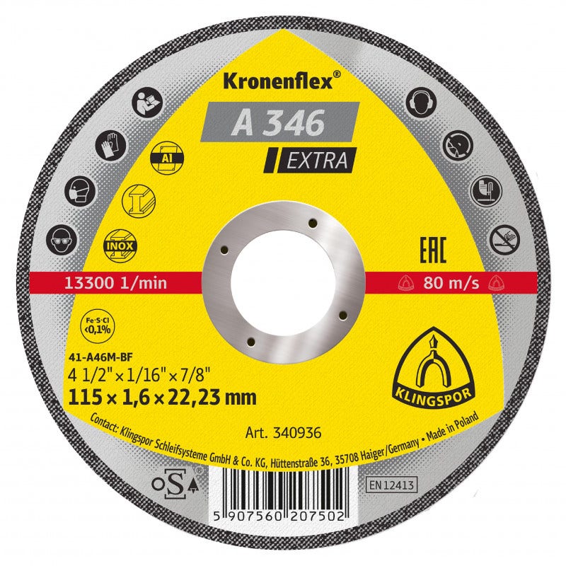 Disco Corte 4 ½" x 1.6mm A346 Klingspor