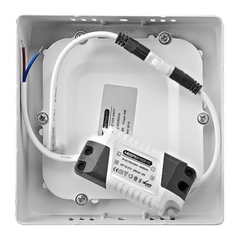 Foco Cuadrado Sobrepuesto 6w 6000k Con Driver Megabright