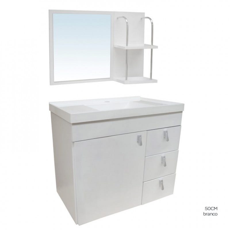 Vanitorio Flotante 50 Cm Blanco + Espejo Sigma