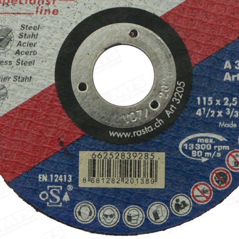 Disco Corte Metal 41/2"x3/32"x7/8"rasta