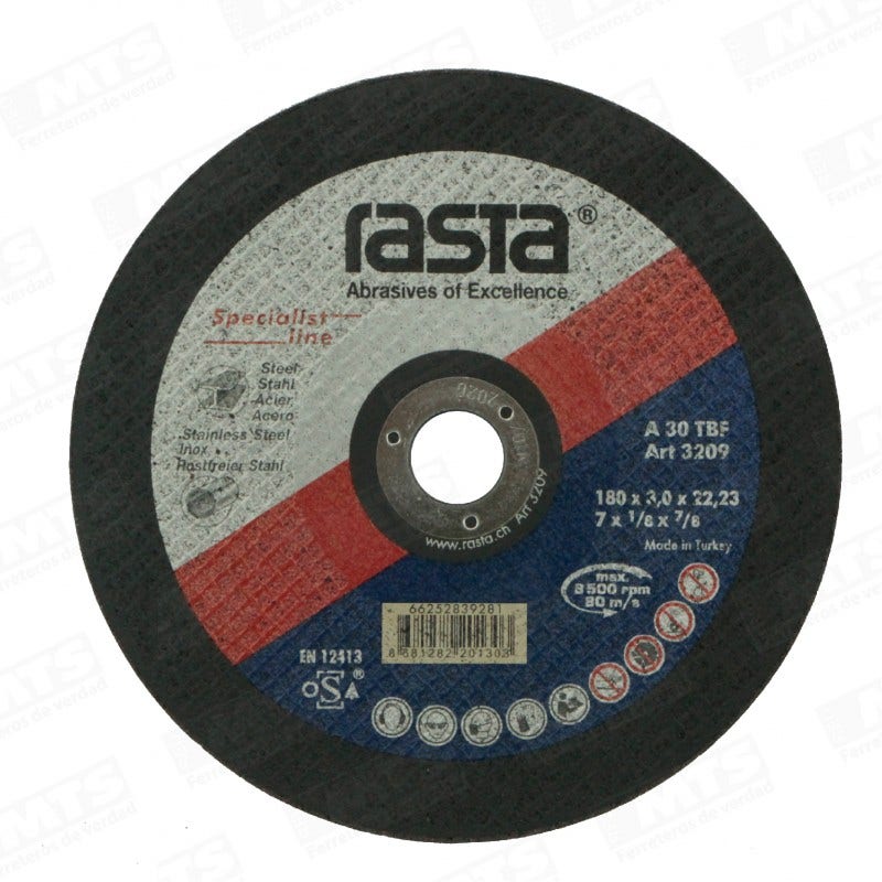 Disco de Corte Metal 7"x1/8"x7/8" Rasta