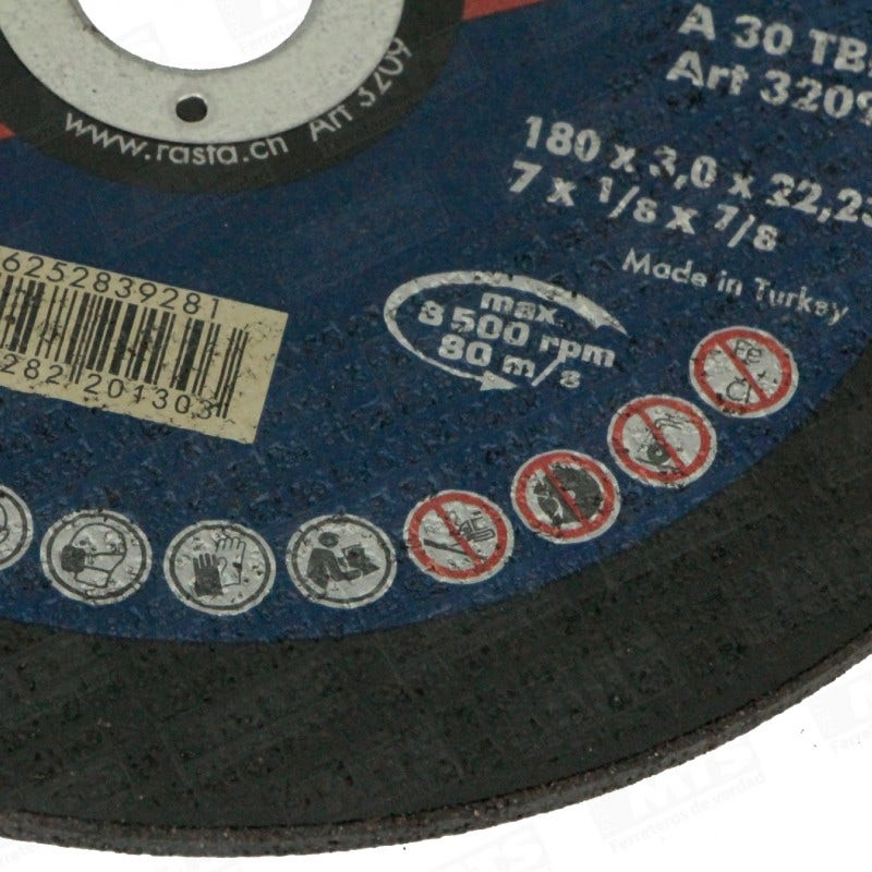 Disco de Corte Metal 7"x1/8"x7/8" Rasta