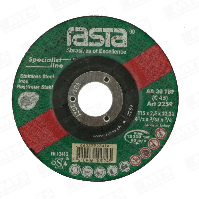 DISCO CORTE ACE/INOX 4.1/2"X 3MM ART.2259 RASTA