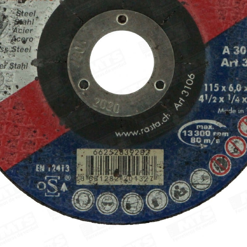DISCO DESBASTE METAL 41/2"X1/4"X 7/8"RASTA