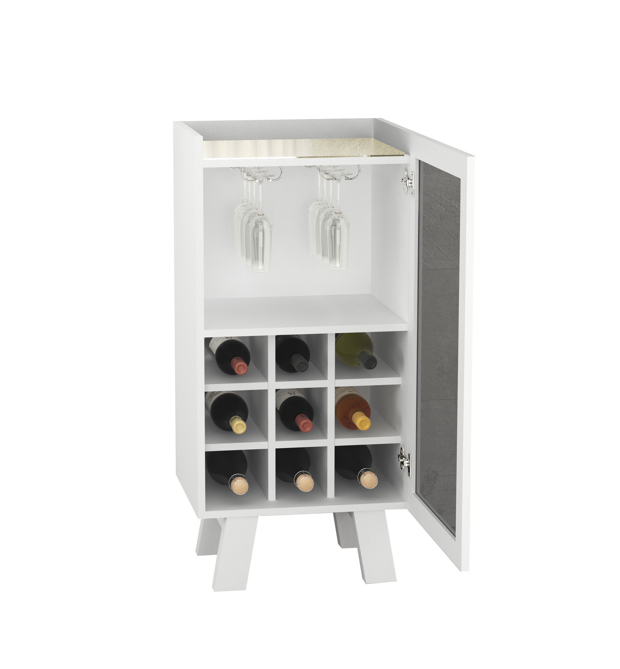 Bar Pts Vidrio Blanco 44.8x94x37.5 Tecnomobili (sin Armar)