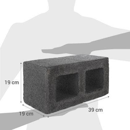 BLOQUE CONCRETO LISO 20 19X19X39CM GRAU