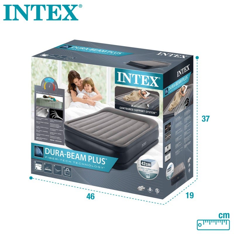 Colchón Inflable Deluxe Queen Con Inflador Incorporado Intex