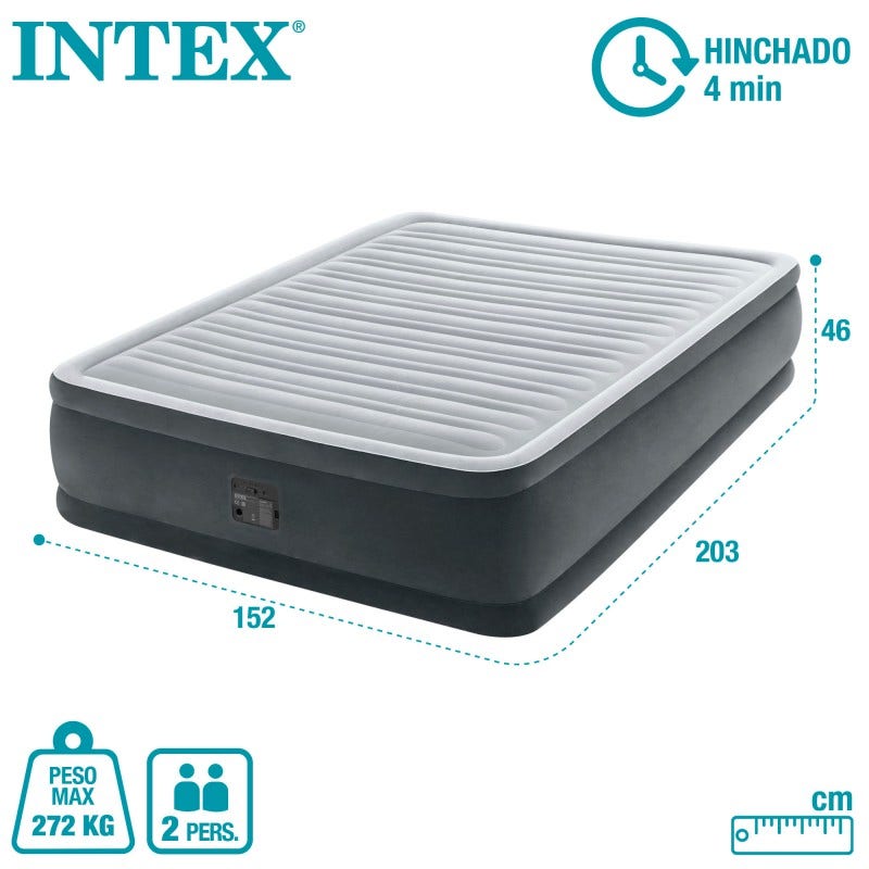 Colchón Inflable Confort Queen Con Inflador Incorporado Intex