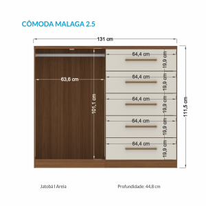 Cómoda Málaga 2.5 Jatoba/ Arena Onessta