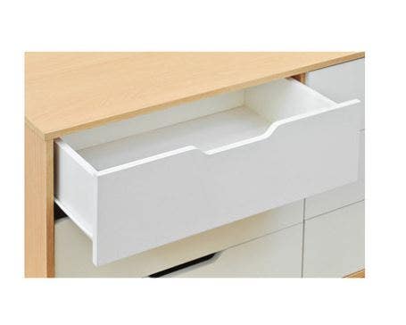 Comoda 6 Cajones Misuri Carvallo Blanco Mobikit (sin Armar)