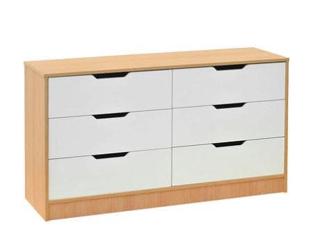 Comoda 6 Cajones Misuri Carvallo Blanco Mobikit (sin Armar)