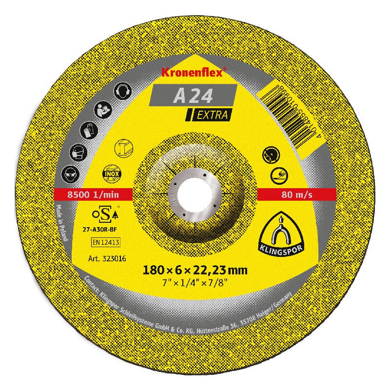 Disco Desbaste Acero Inoxidable 7" A24 Extra Kligspor