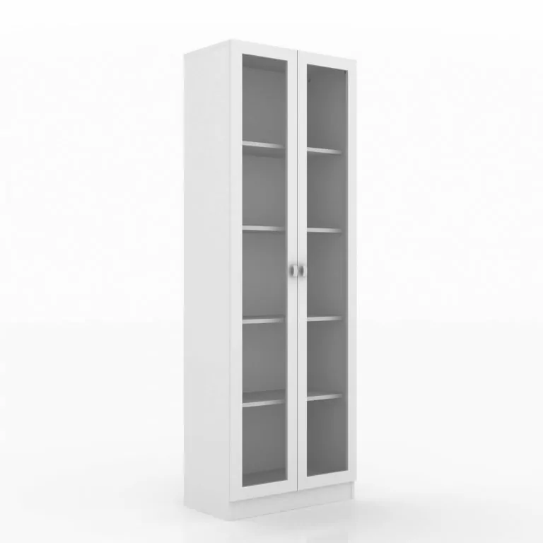 Gabinete Oficina 2 Puertas De Vidrio Blanco 60x171.5x31.5 Tecnomobili