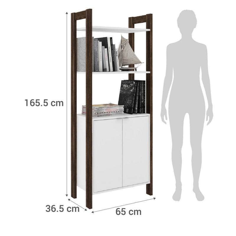Gabinete Alto 2 Cajones Blanco Nogal 65x165.5x33.5 Tecnomobili