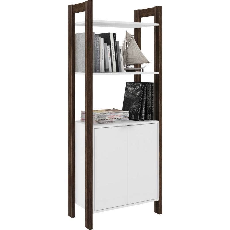 Gabinete Alto 2 Cajones Blanco Nogal 65x165.5x33.5 Tecnomobili