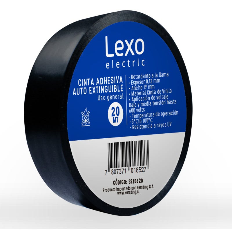 Huincha Aisladora Pvc 3/4"x20 Mt Negra Lexo