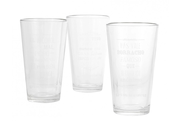 Juego De 6 Vasos Alto 475ml Frases Carrete