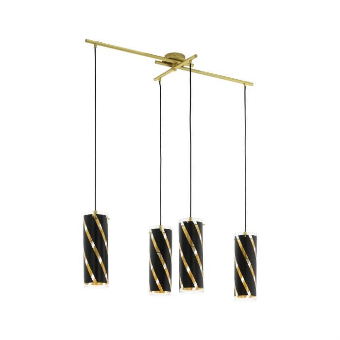 Lampara Colgar Pinto Nero Cruz 4 Luces E27 Eglo