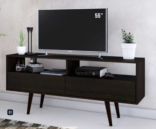 Rack Tv 55" 2 Caj Tabaco 136x59.5x33 Tecnomobili (sin Armar)