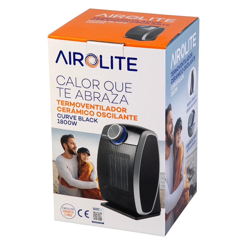 Termoventilador Ceramico Curve 1800w Negro Airoli