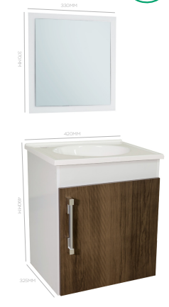 Vanitorio Flotante 40 Cm Blanco Café+ Espejo Sigma