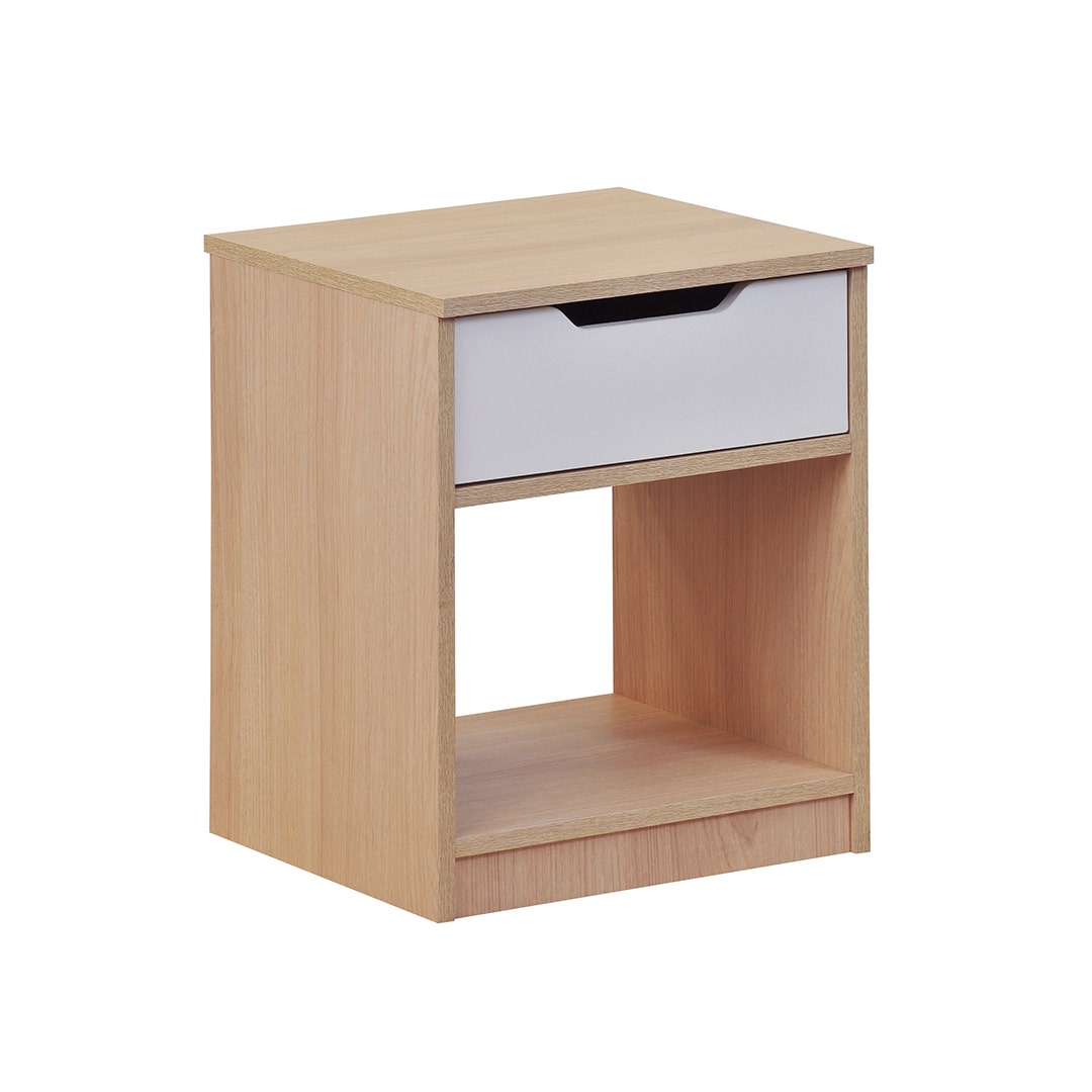 Velador 1 Cajón Carvalo Blanco Mobikit (Sin Armar)