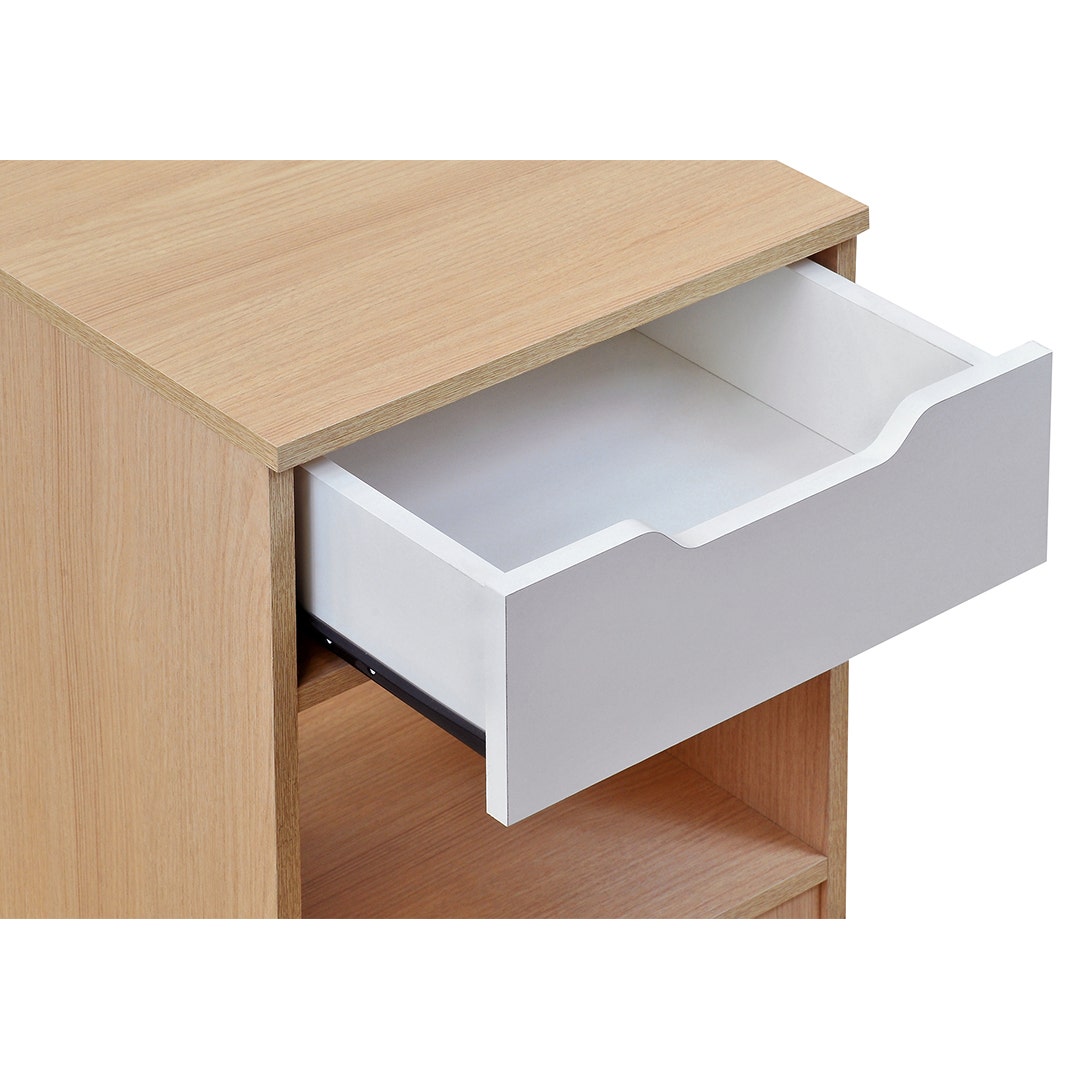 Velador 1 Cajón Carvalo Blanco Mobikit (Sin Armar)