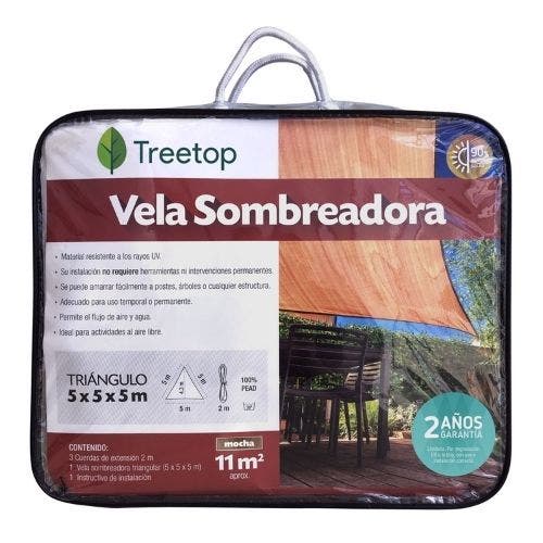 VELA SOMBRA TRIANGULAR 5 X 5 X 5 MOCHA 180GR C/KIT