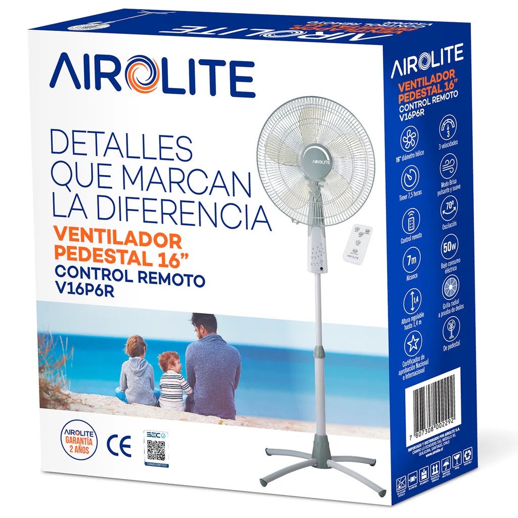 Ventilador Pedestal V16p6r 16" C/remoto Airolite