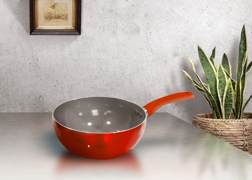 Wok De Aluminio Titanio Sin Tapa 22cm Rojo Doral